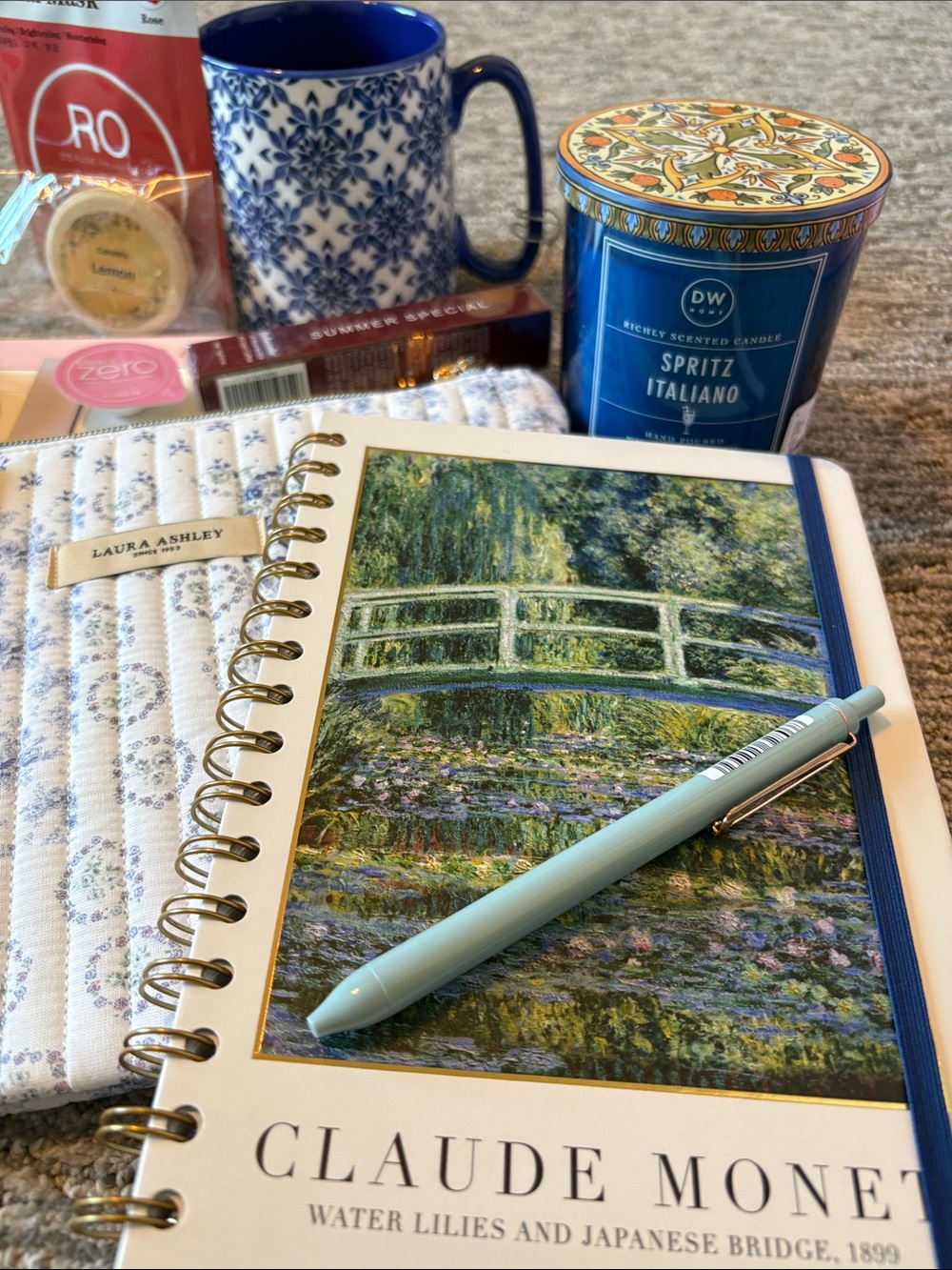 Laura Ashley Quilted Floral Zip Pouch with journal and self care items - Picture 9 of 9
